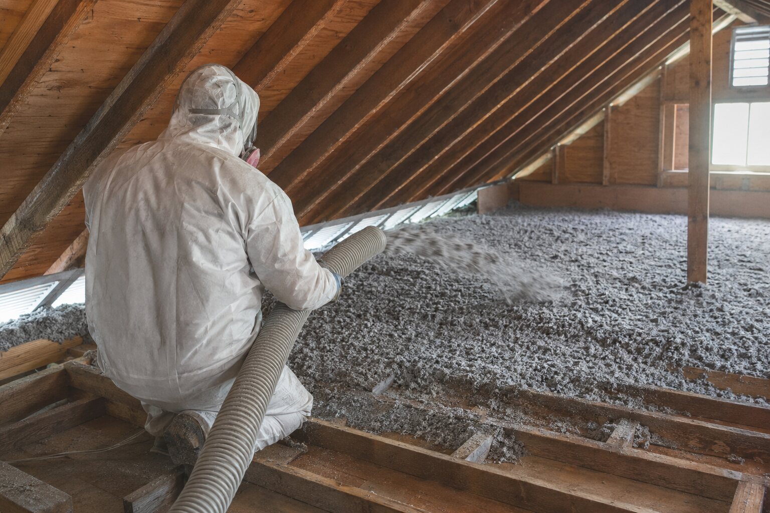 Representative image of cellulose insulation installation