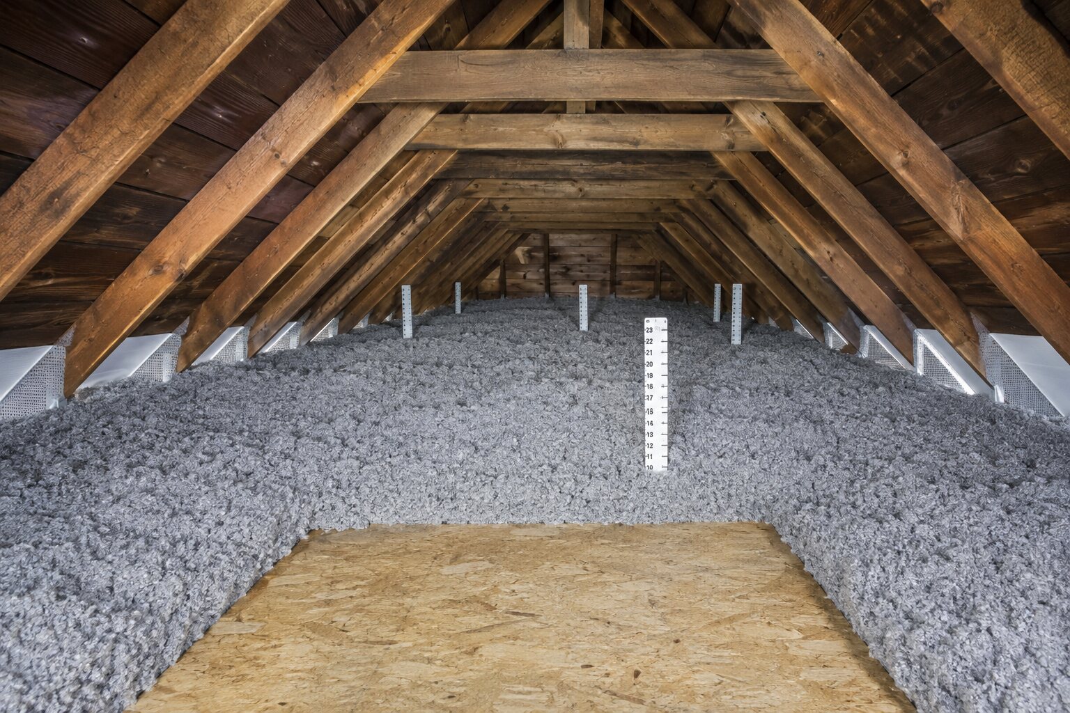 Representative image of a finished attic after insulation improvements
